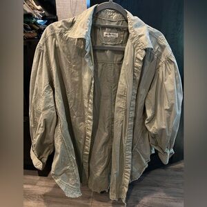 Free People Green Button Down Oversized Shirt